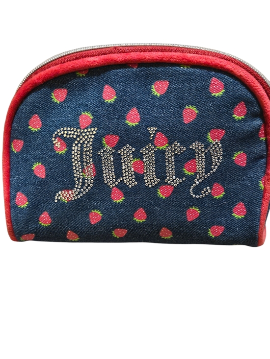Juicy Couture Navy Cosmetic Pouch w/ Strawberry Trim & Chico's Necklace - Picture 2 of 4